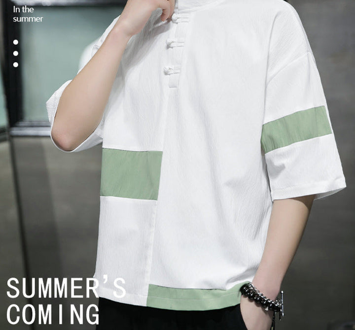 Cotton Short Sleeve Color Block