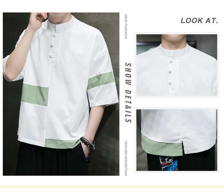 Cotton Short Sleeve Color Block