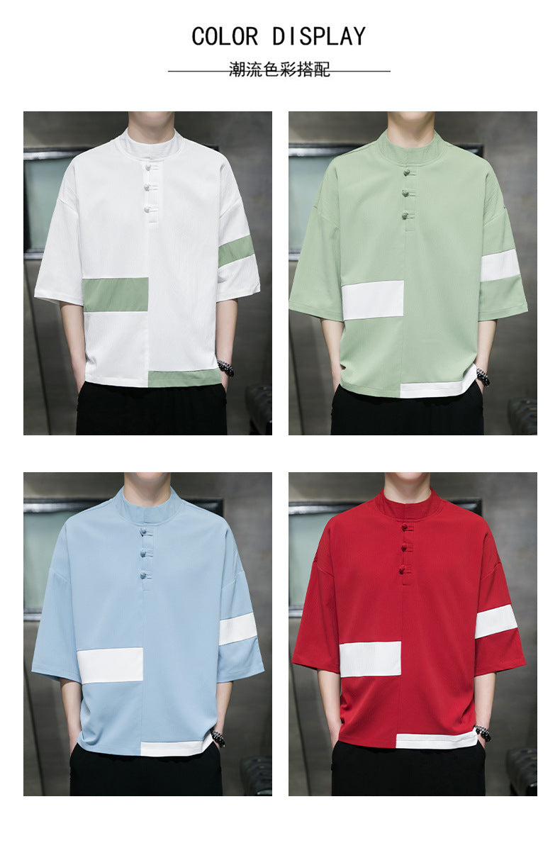 Cotton Short Sleeve Color Block