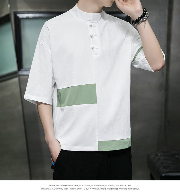 Cotton Short Sleeve Color Block