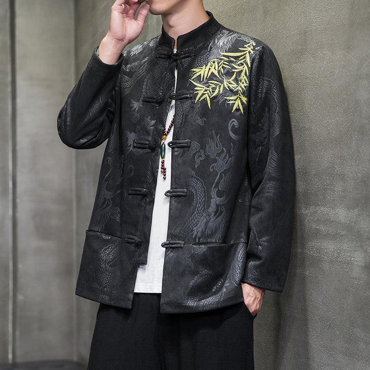 Suede Jacquard Jacket with Bamboo embroidery