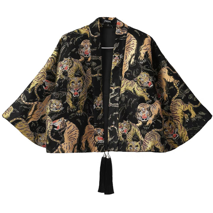 JACQUARD TIGER PRINT KIMONO JACKET