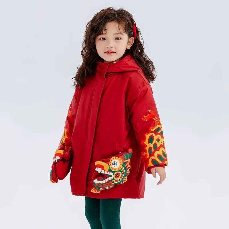 DRAGON YEAR DOWN COAT WITH REMOVABLE GLOVE POCKET