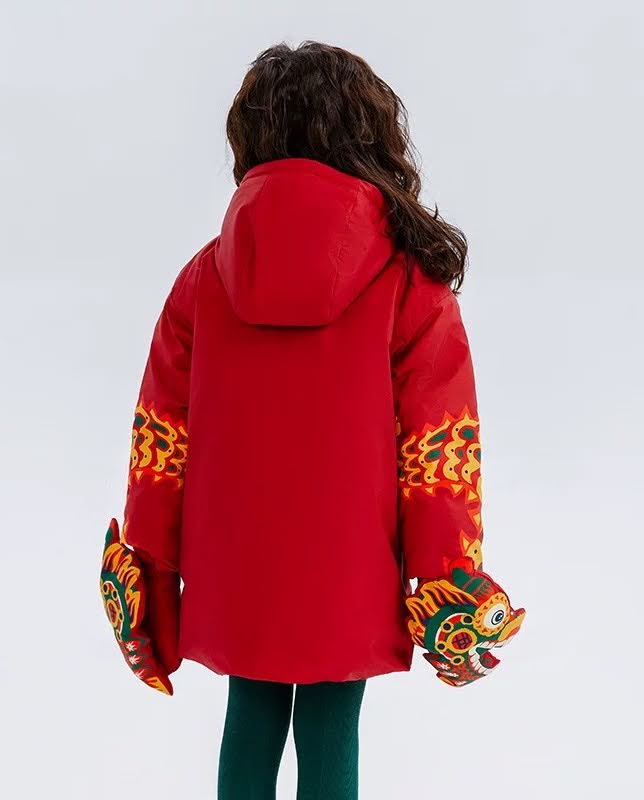 DRAGON YEAR DOWN COAT WITH REMOVABLE GLOVE POCKET