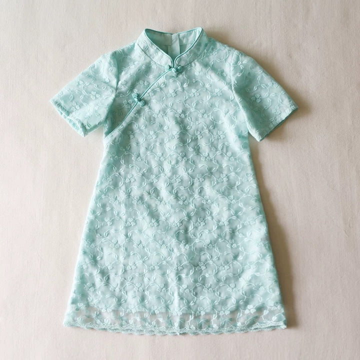 MID SLEEVE MINT LACE SHIFT DRESS