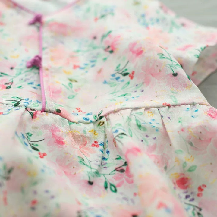 FLORAL PANKOU LINEN PRINCESS DRESS