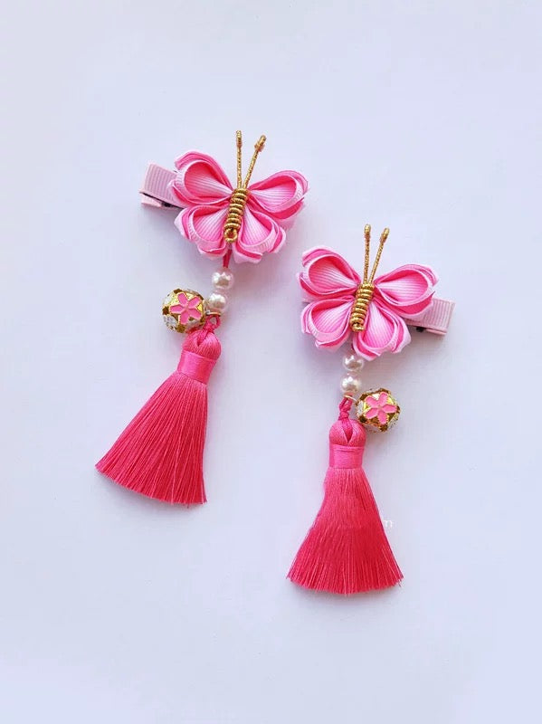 Butterfly Hair Clips with tassel