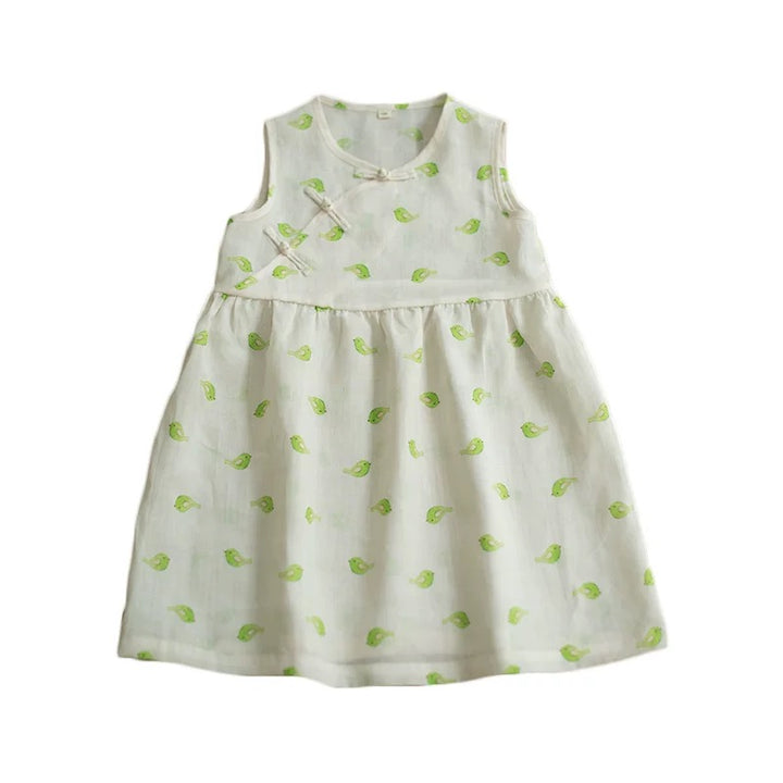 SLEEVELESS LINEN LITTLE BIRDY DRESS