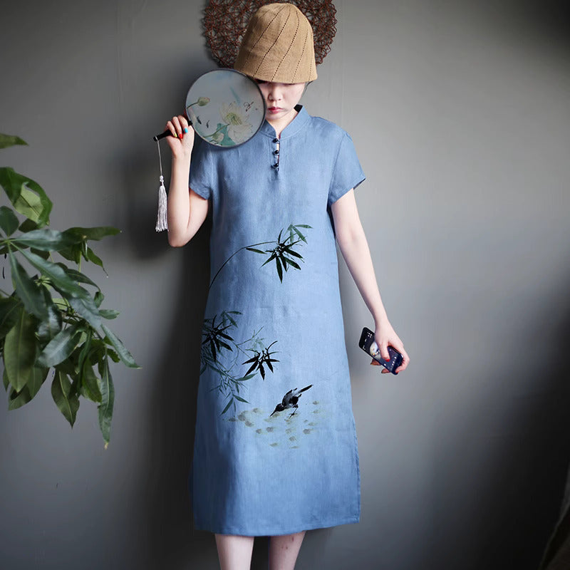 Linen Tunic Dress - Blue