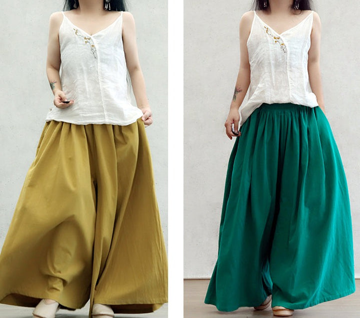 Linen and Cotton blend wide maxi pants