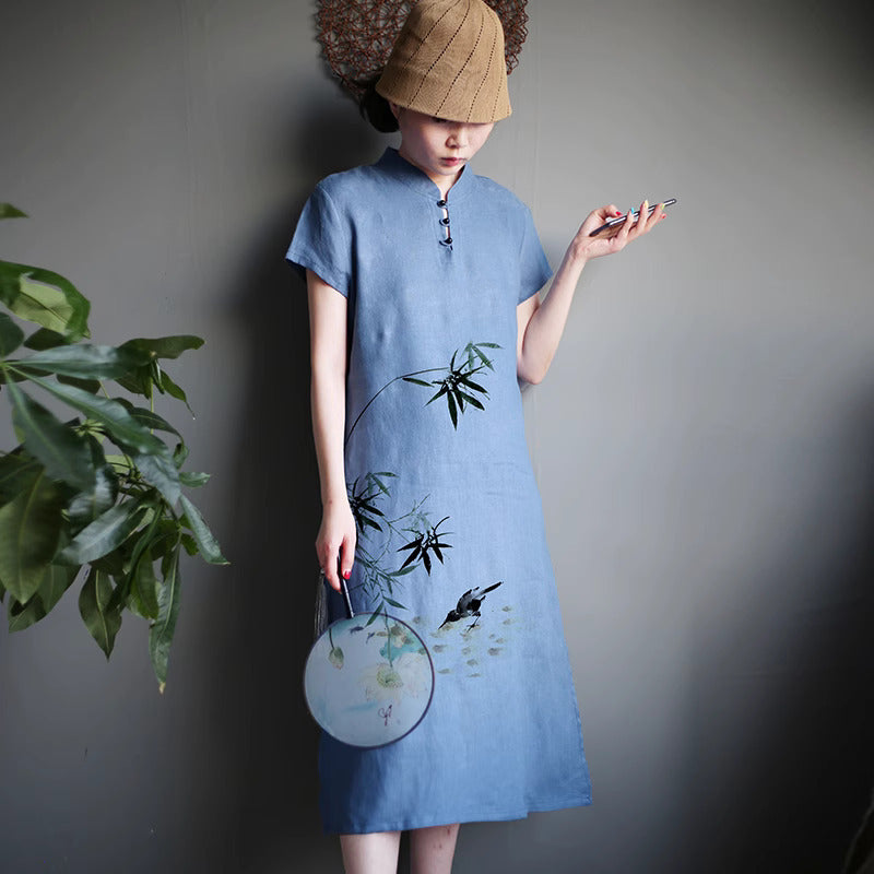 Linen Tunic Dress - Blue