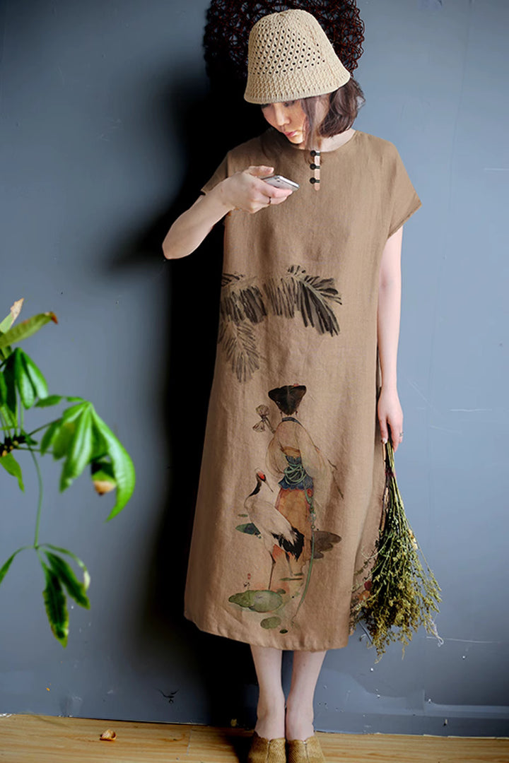 Linen Tunic Dress - Tan