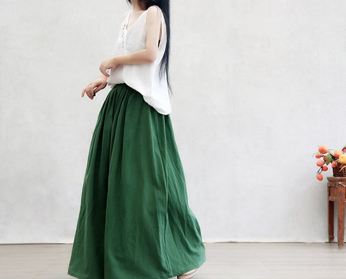 Linen and Cotton blend wide maxi pants