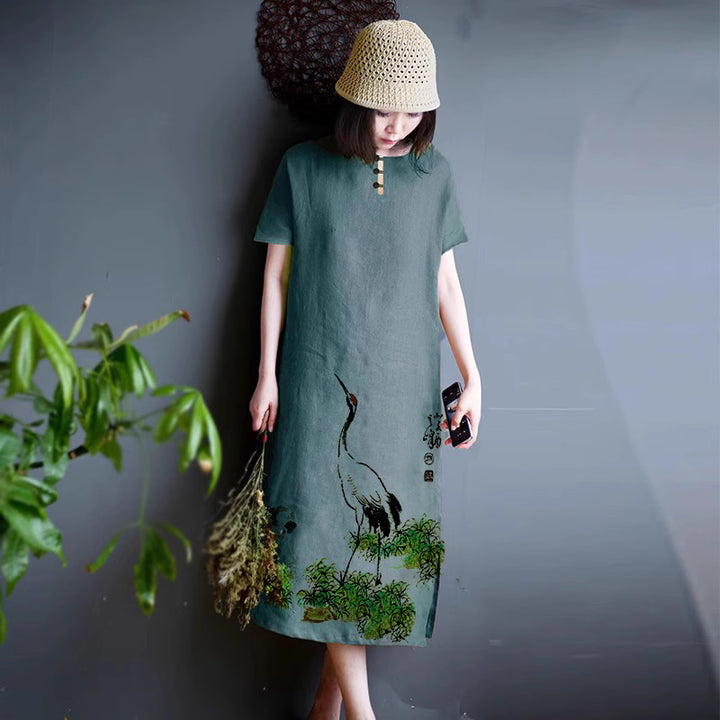 Linen Tunic Dress - Green