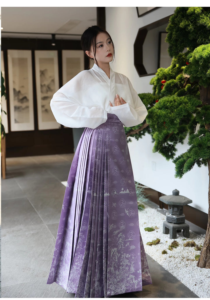 Wrap pleaded skirt - Chinese Horse Face Skirt in Lavender