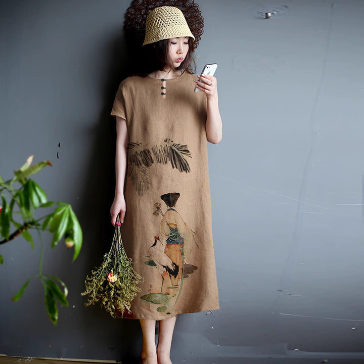 Linen Tunic Dress - Tan