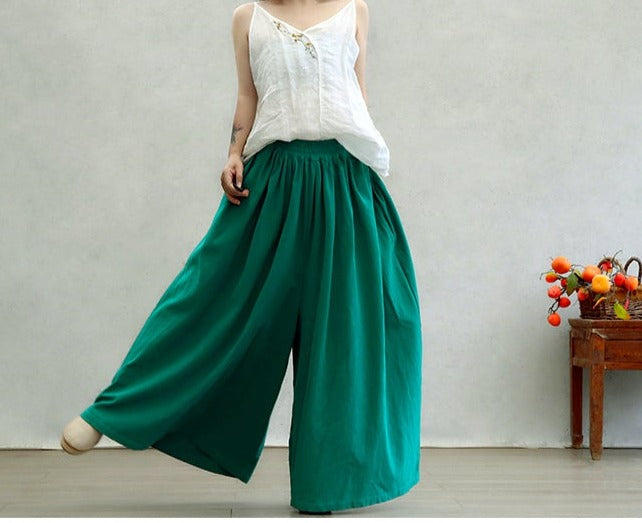 Linen and Cotton blend wide maxi pants