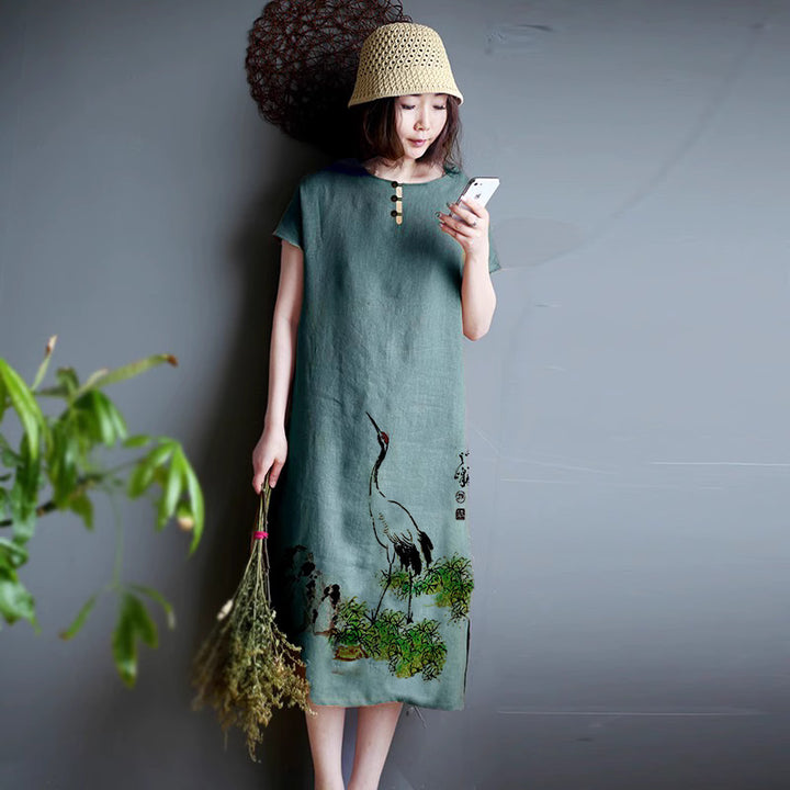 Linen Tunic Dress - Green